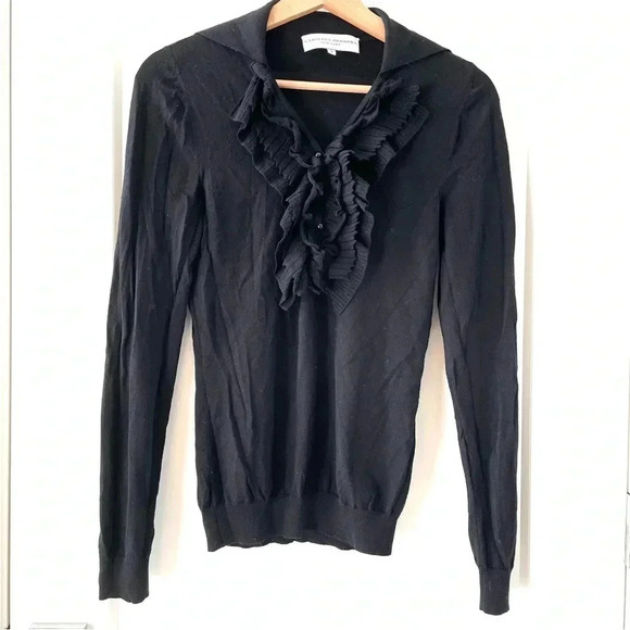 Vintage Carolina Herrera Ruffle Chest Sweater Size S - Picture 1 of 9